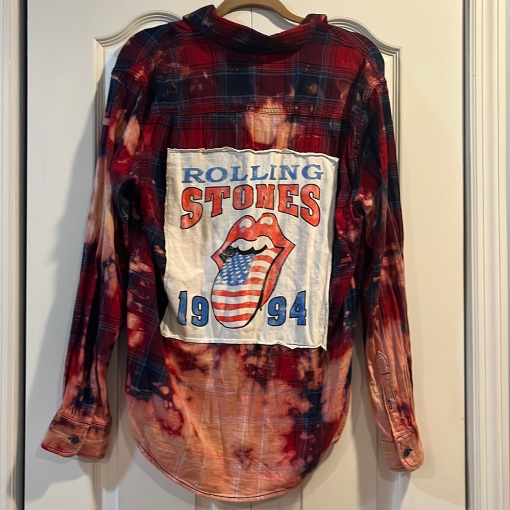 Bleached Rolling Stones Button Down